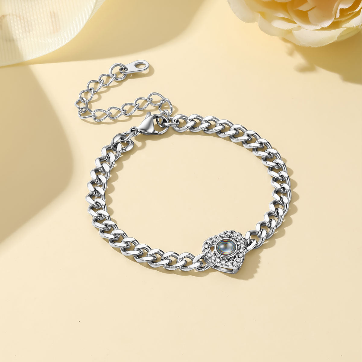 CZ Heart Charm Photo Projection CZ Heart Charm Photo Projection Bracelet 