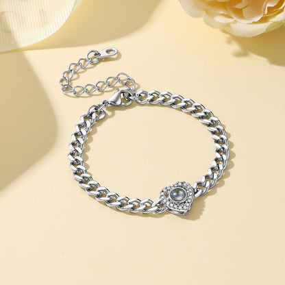 CZ Heart Charm Photo Projection CZ Heart Charm Photo Projection Bracelet 