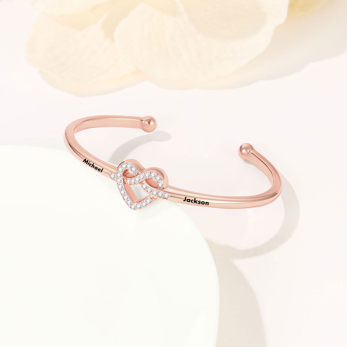 CZ Heart Love Knot Cuff Bracelet custom