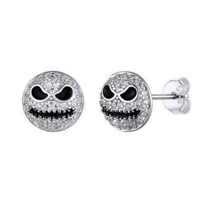 CZ Jack Skellington Stud Earrings in 925 Sterling Silver