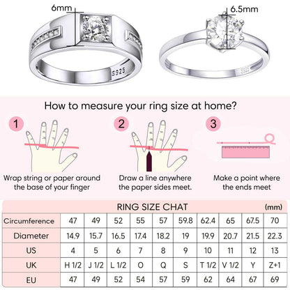 CZ Promise Rings for Couple Dimension, Durable