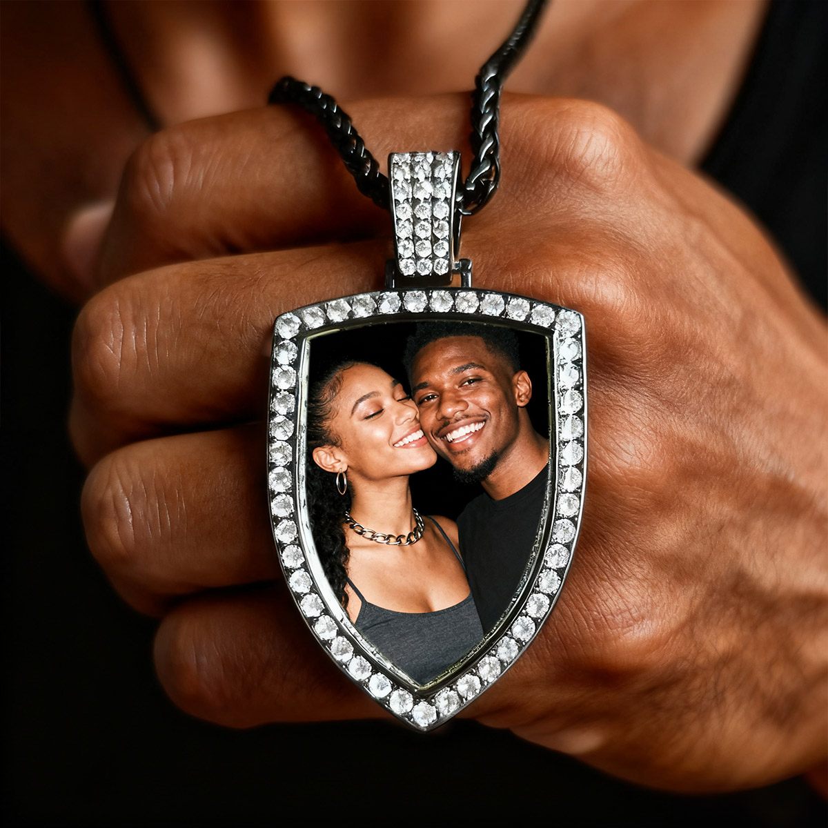 CZ Shield Pictures Necklace for Men Women