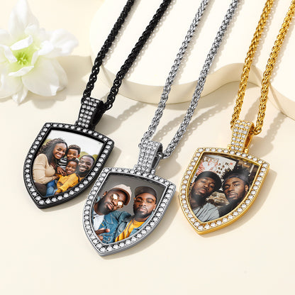 CZ Shield Pictures Necklace in 3 Color