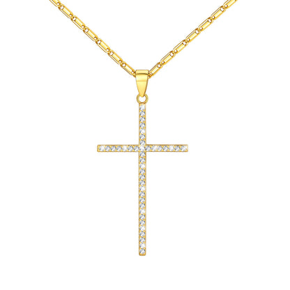 CZ Simple Cross Necklace Gold Plated