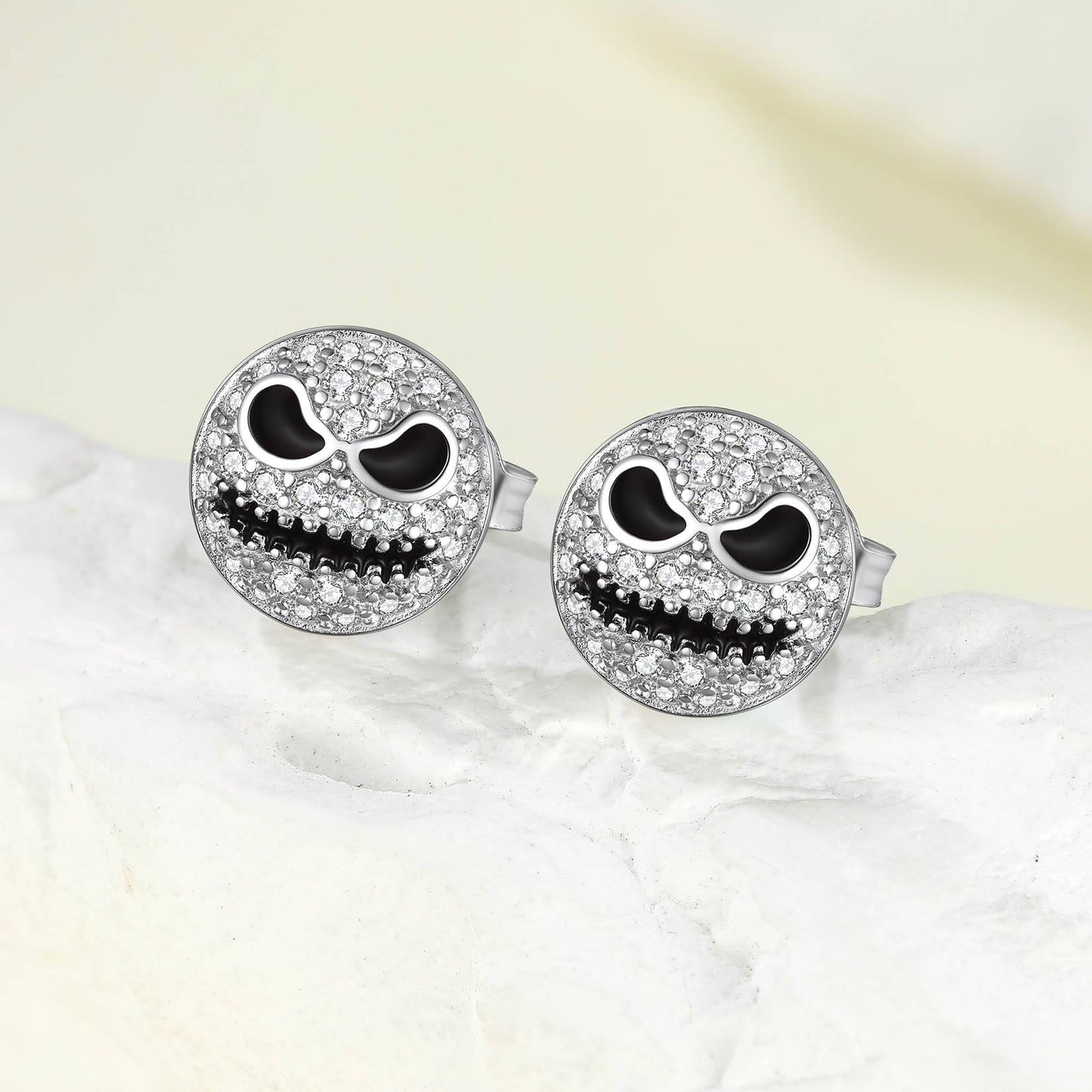 CZ Skull of Jack Stud Earrings