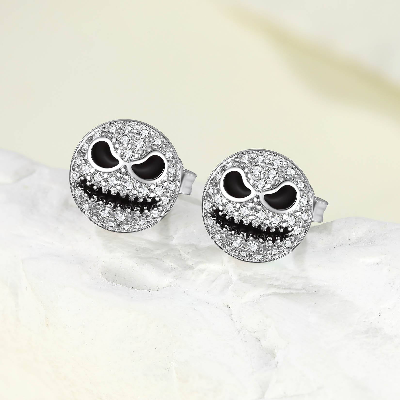 CZ Skull of Jack Stud Earrings