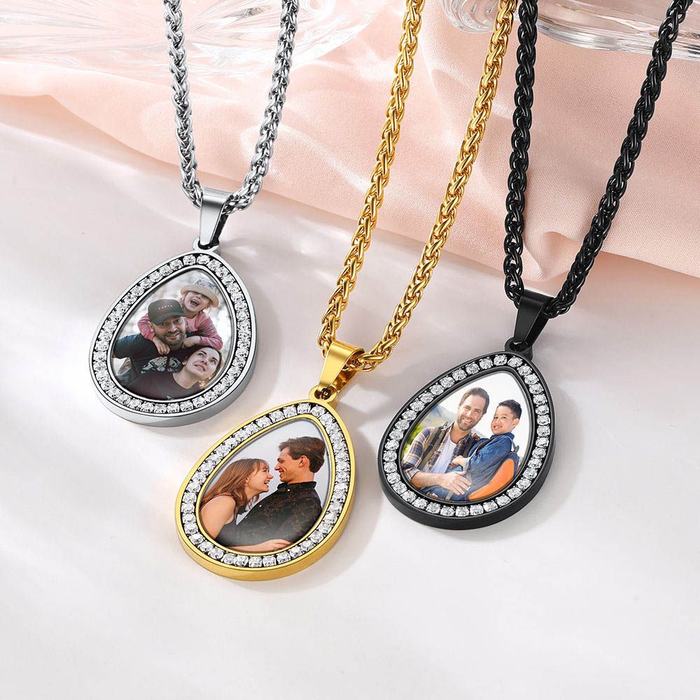 CZ Teardrop Picture Necklace