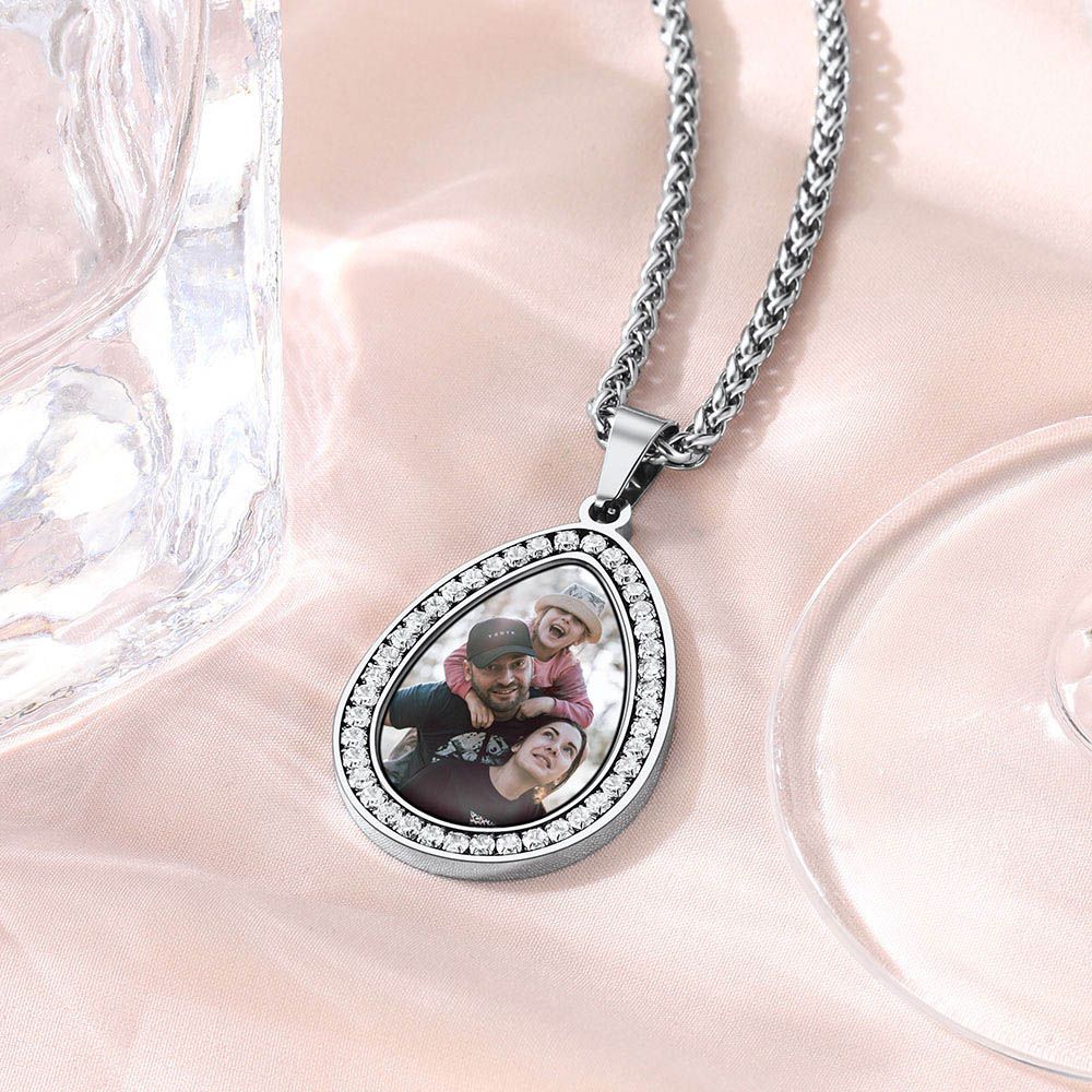 CZ Teardrop Picture Necklace for Women