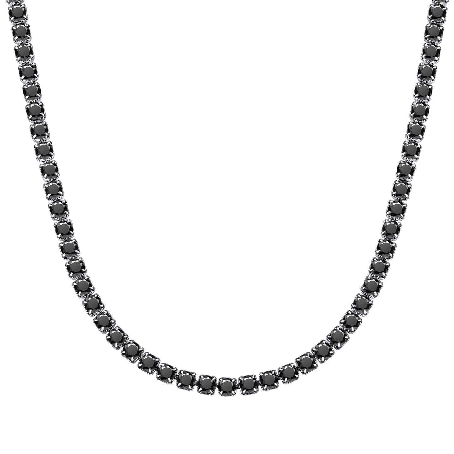 CZ Tennis Necklace Black Stone 