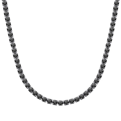 CZ Tennis Necklace Black Stone 