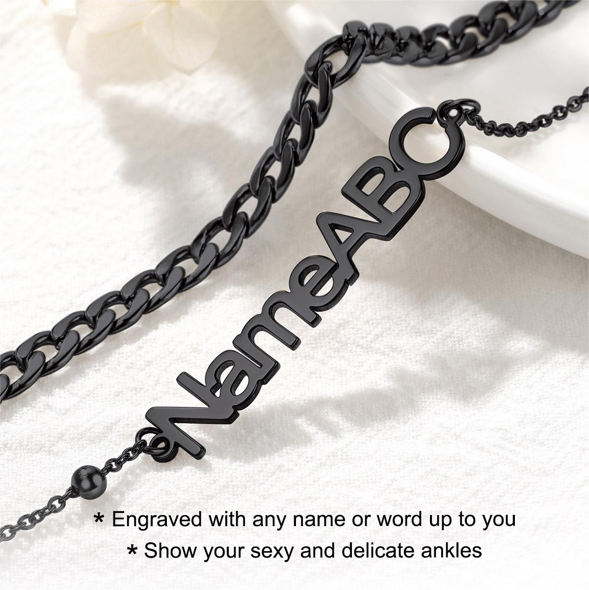 Chain Bracelets with Name Black