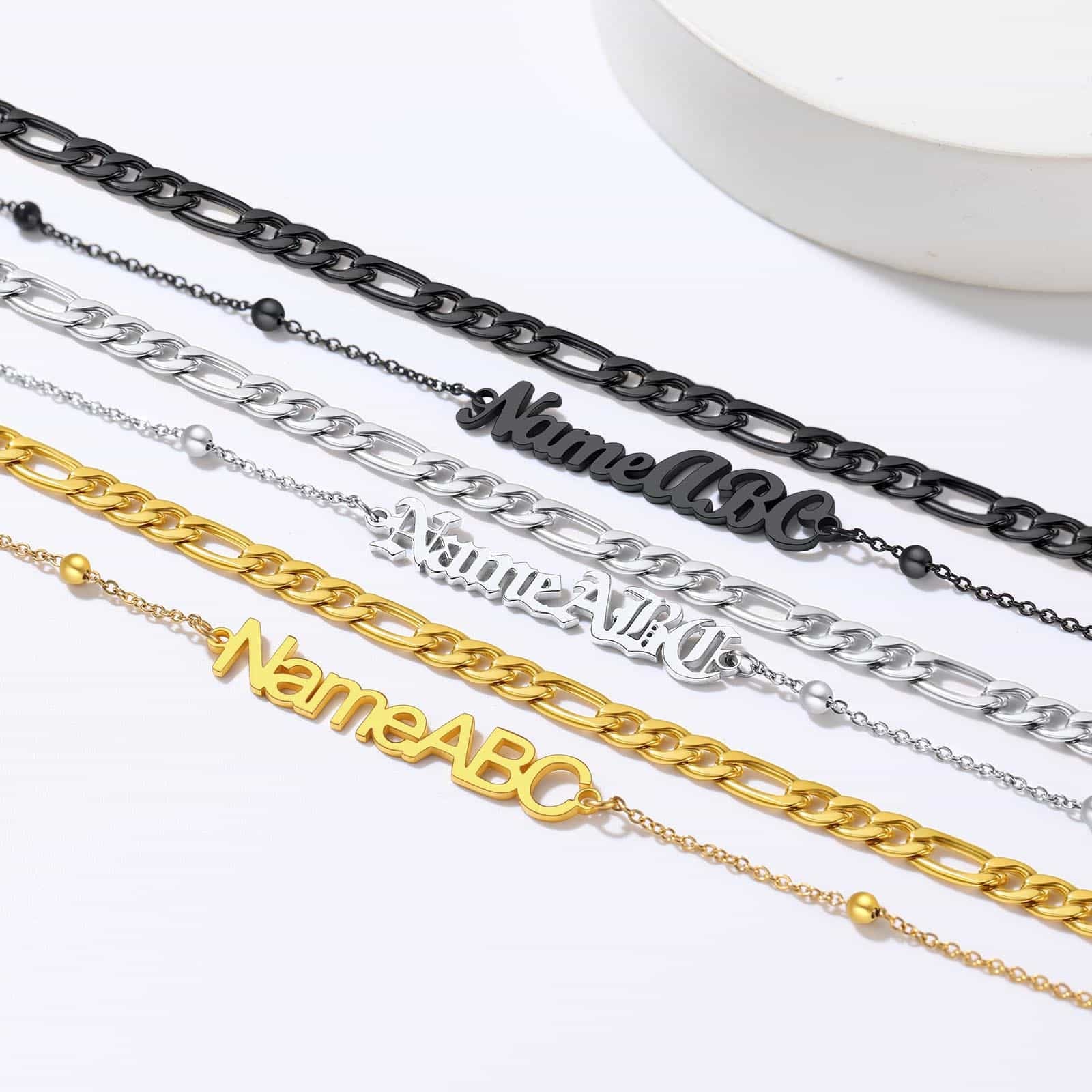 Chain Bracelets with Name Gold