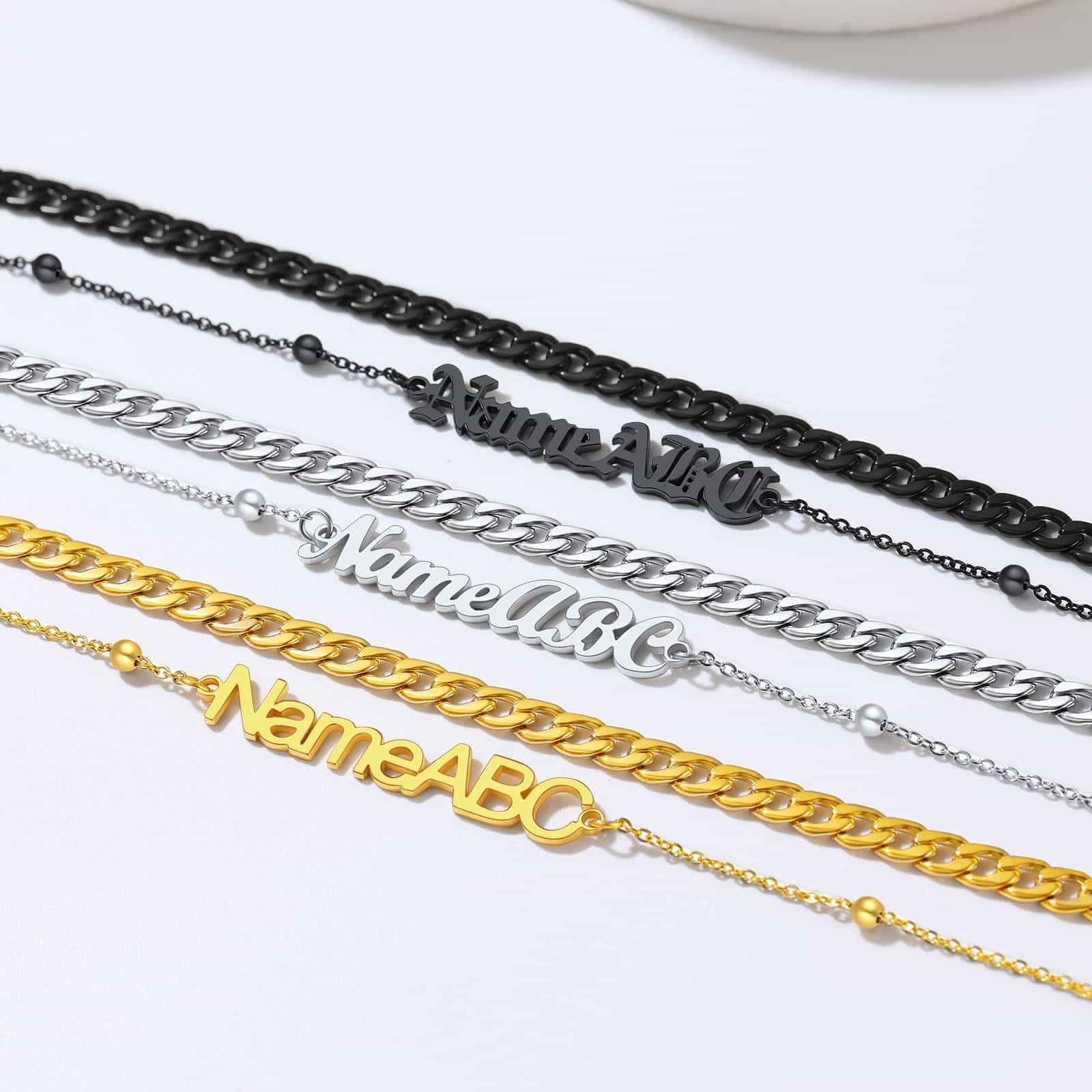 Chain Bracelets with Name Gold