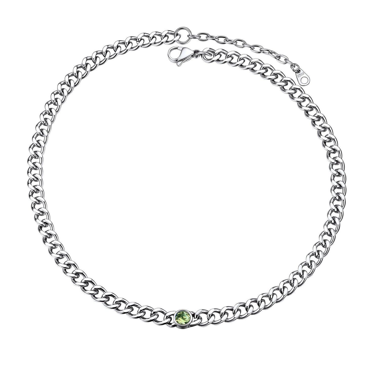 Chain Choker August Birthstone Necklace In steel