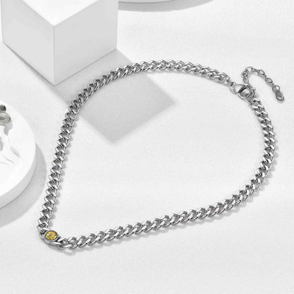 Chain Choker Birthstone Necklace in stainless steel
