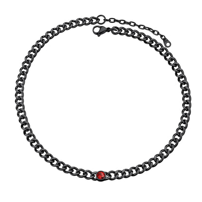 Chain Choker January Birthstone Necklace Black Plated
