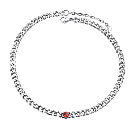 Chain Choker July Birthstone Necklace In steel