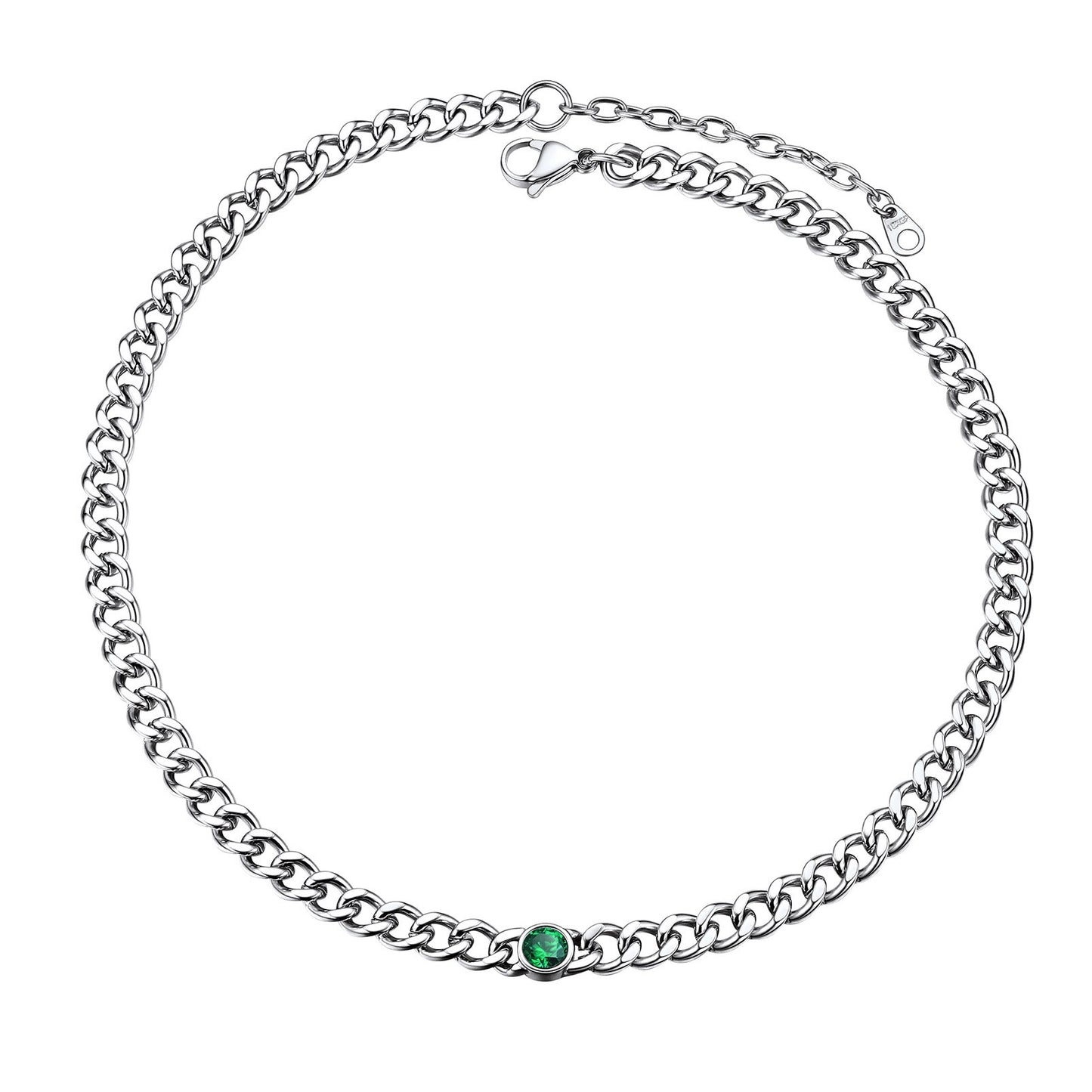 Chain Choker May Birthstone Necklace In steel
