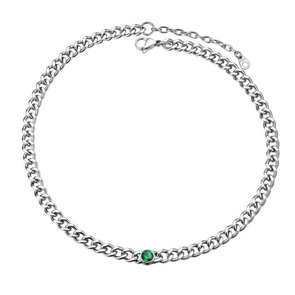 Chain Choker May Birthstone Necklace In steel