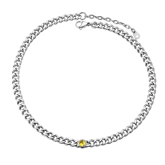 Chain Choker November Birthstone Necklace In steel