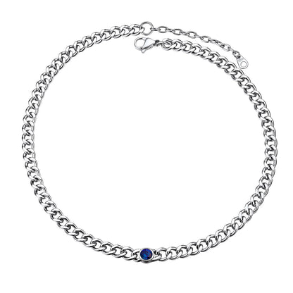 Chain Choker September Birthstone Necklace In steel