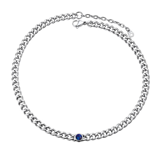Chain Choker September Birthstone Necklace In steel