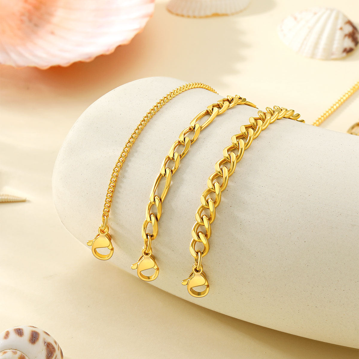 Chain Layered Ankle Bracelet Set 3PCS
