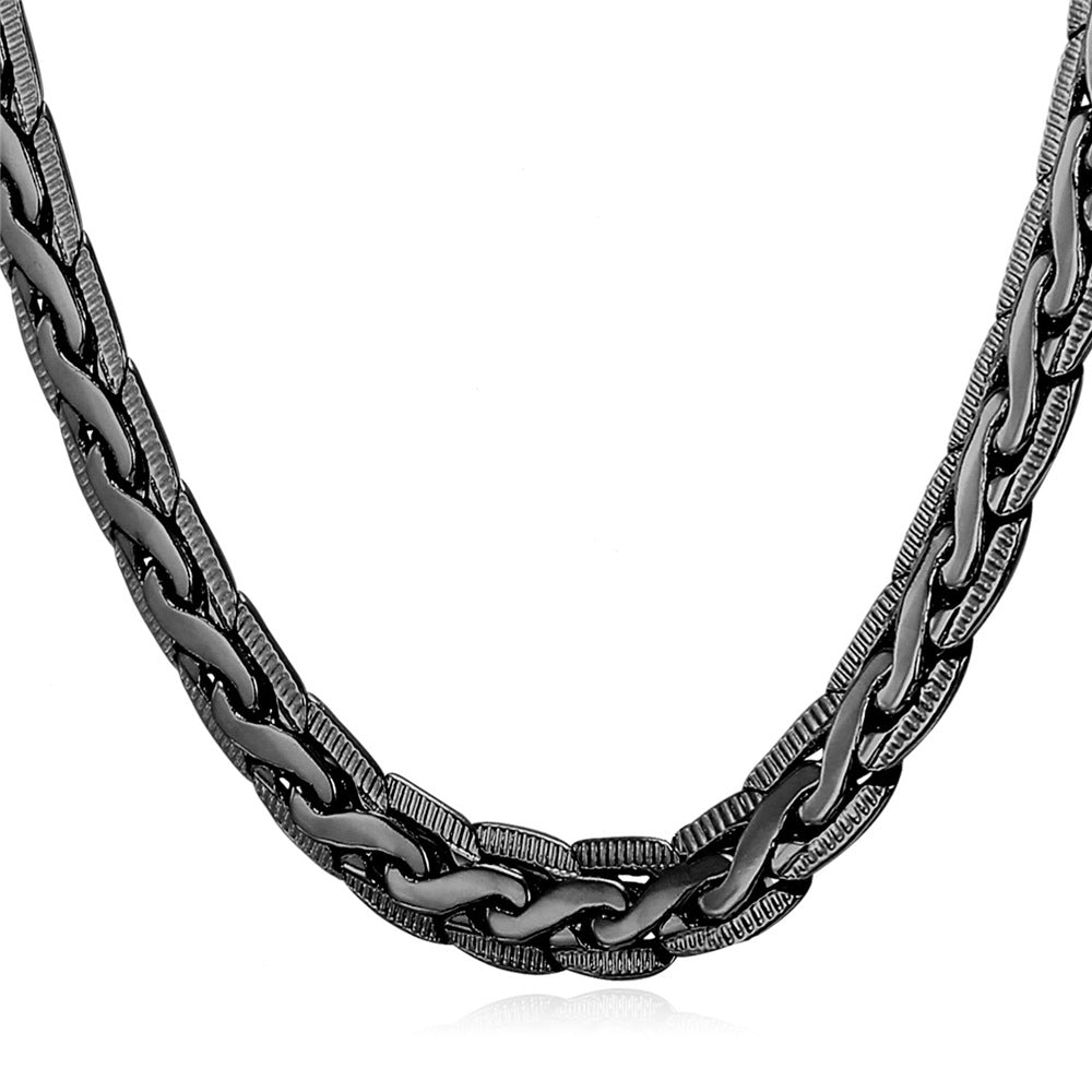 Chain Link Necklace Black Plated
