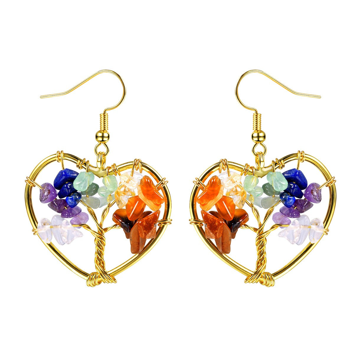  Charka Crystal Tree of Life Drop Earrings for Women