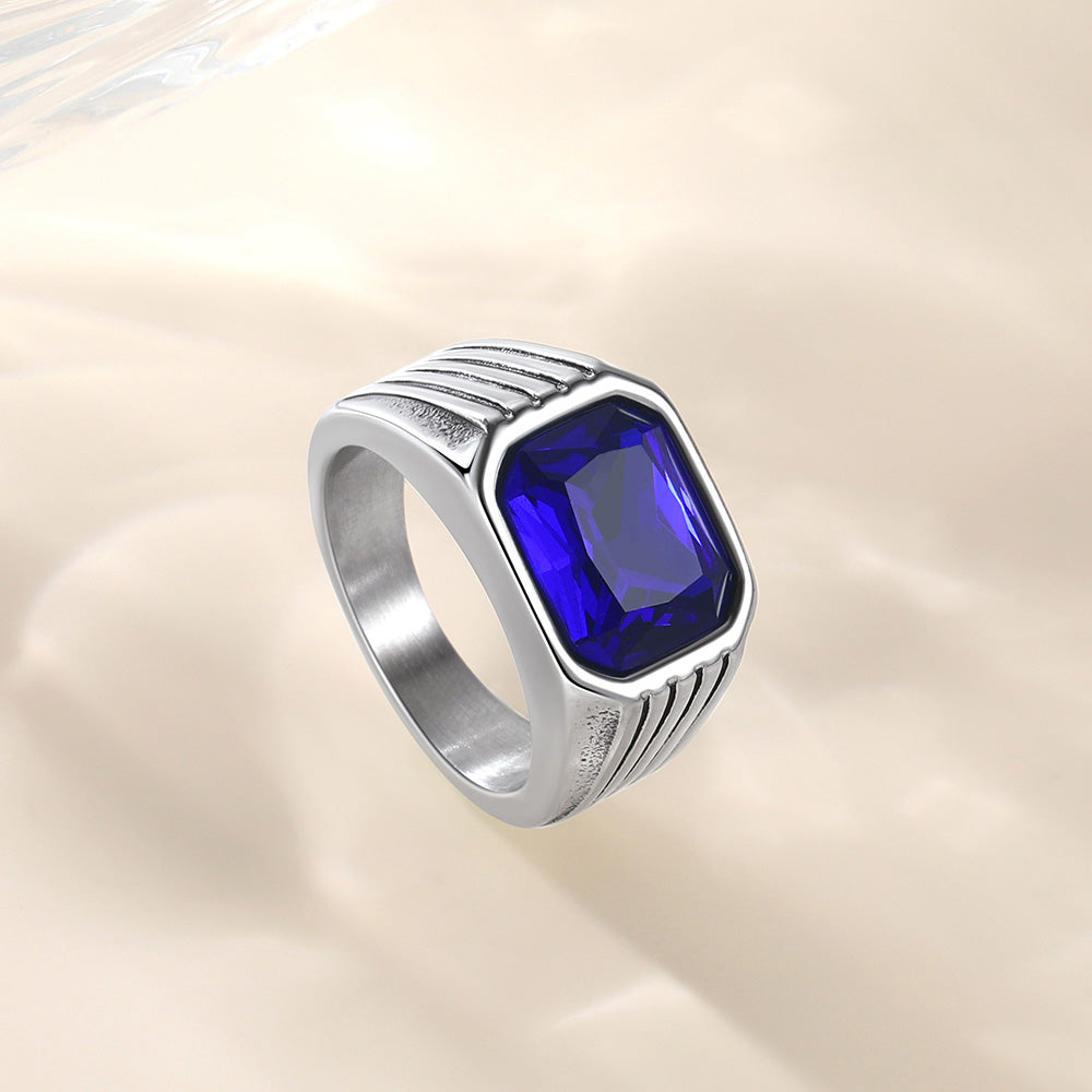 Chunky Gemstone Signet Band Rings