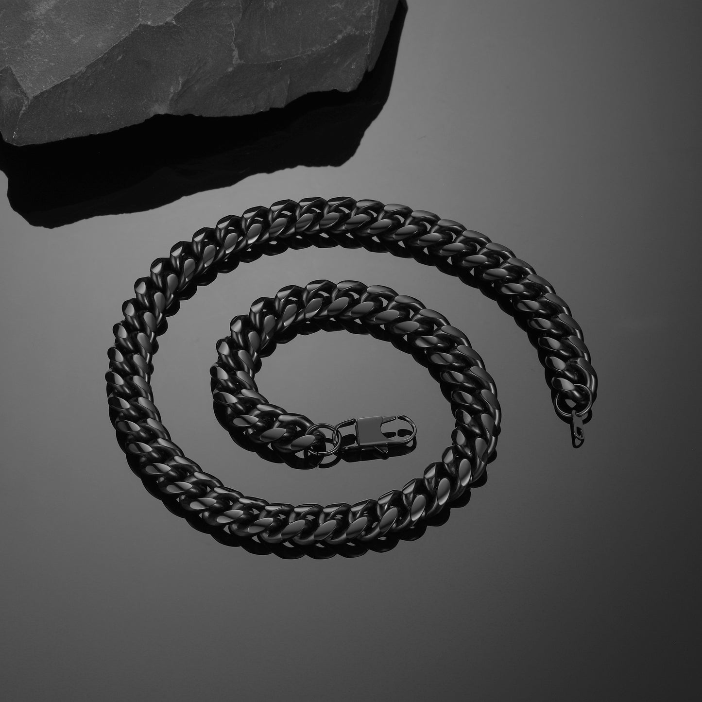 Chunky Miami Cuban Link Chain Necklace BlackPlated