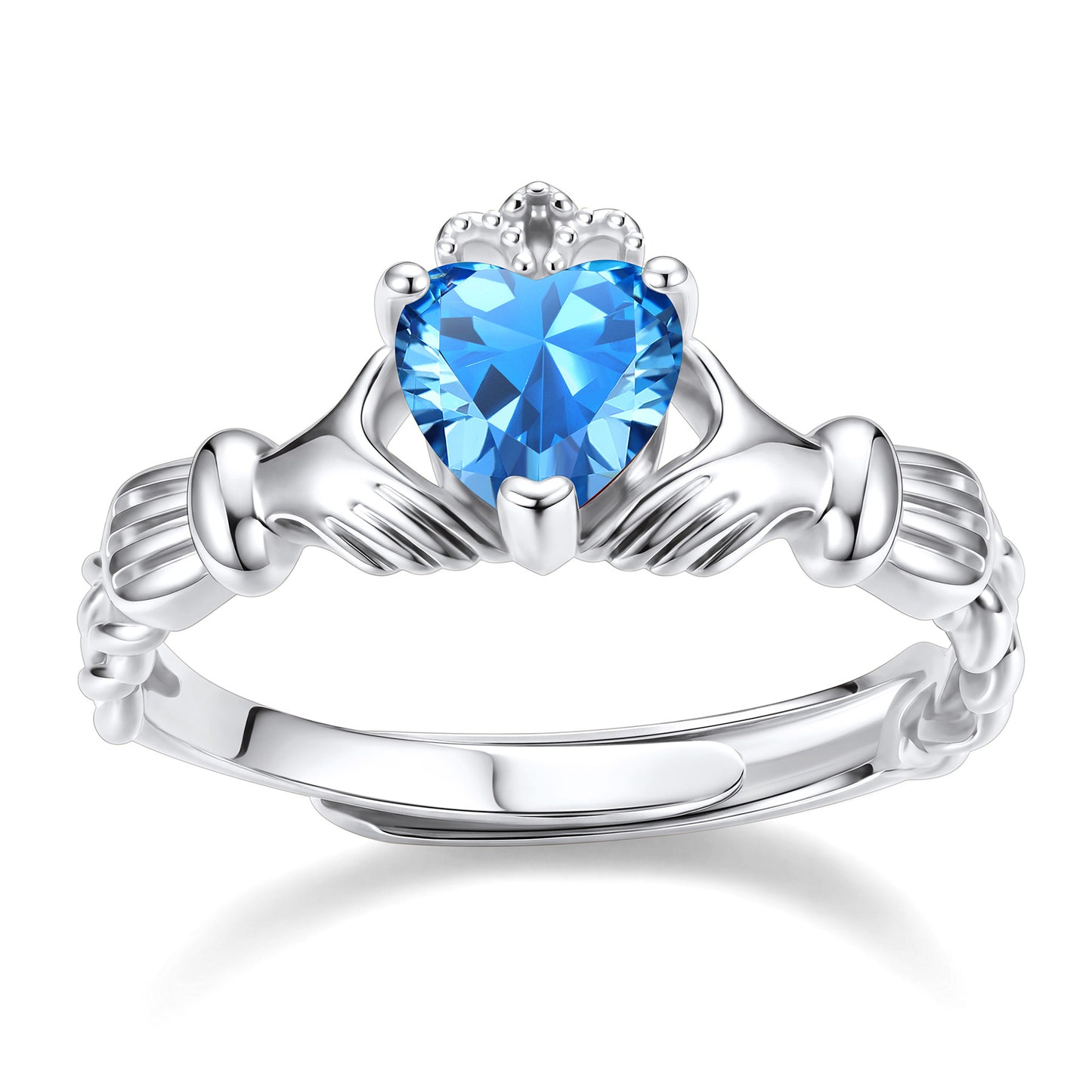 Claddagh Heart December Birthstone Ring on a white background