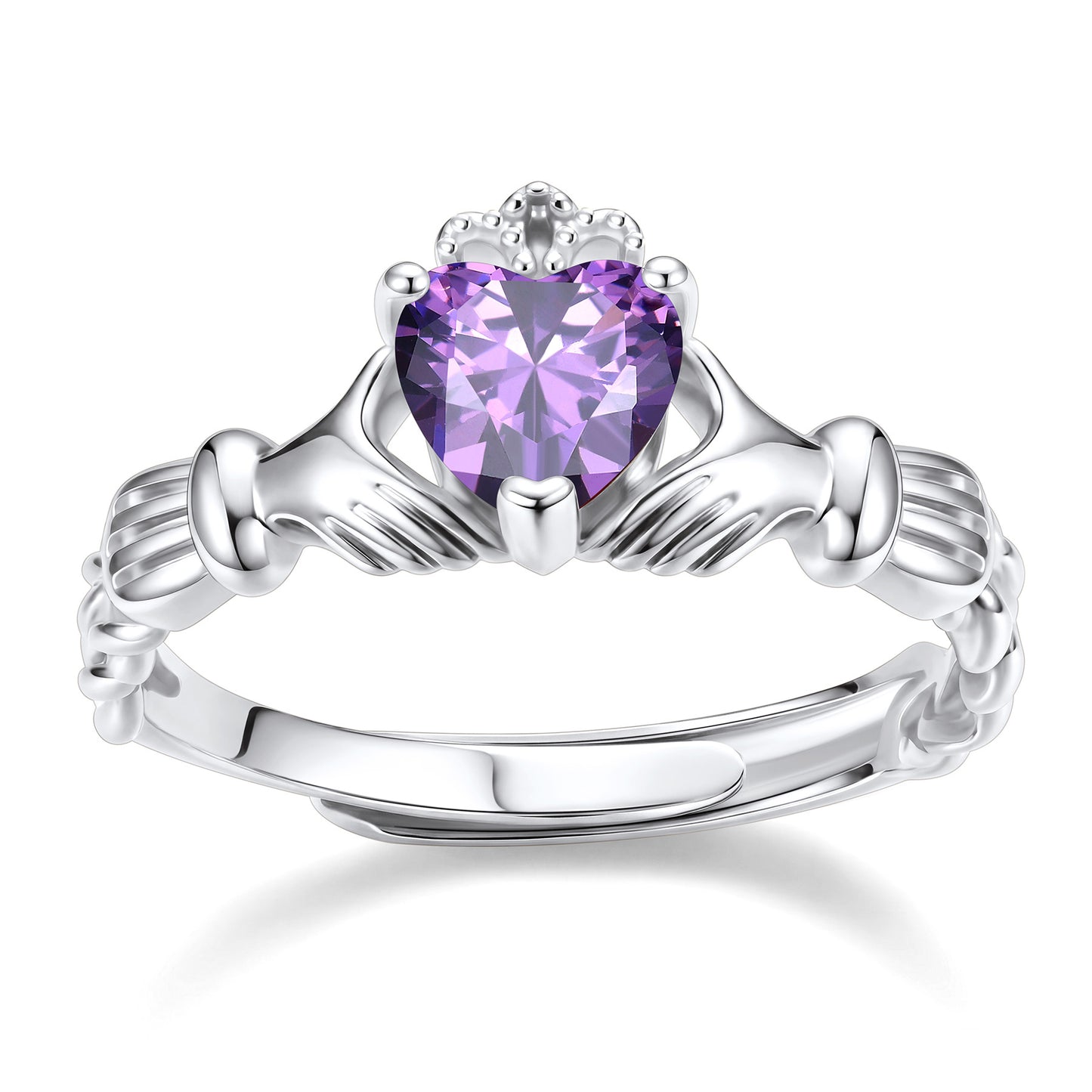 Claddagh Heart June Birthstone Ring on a white background