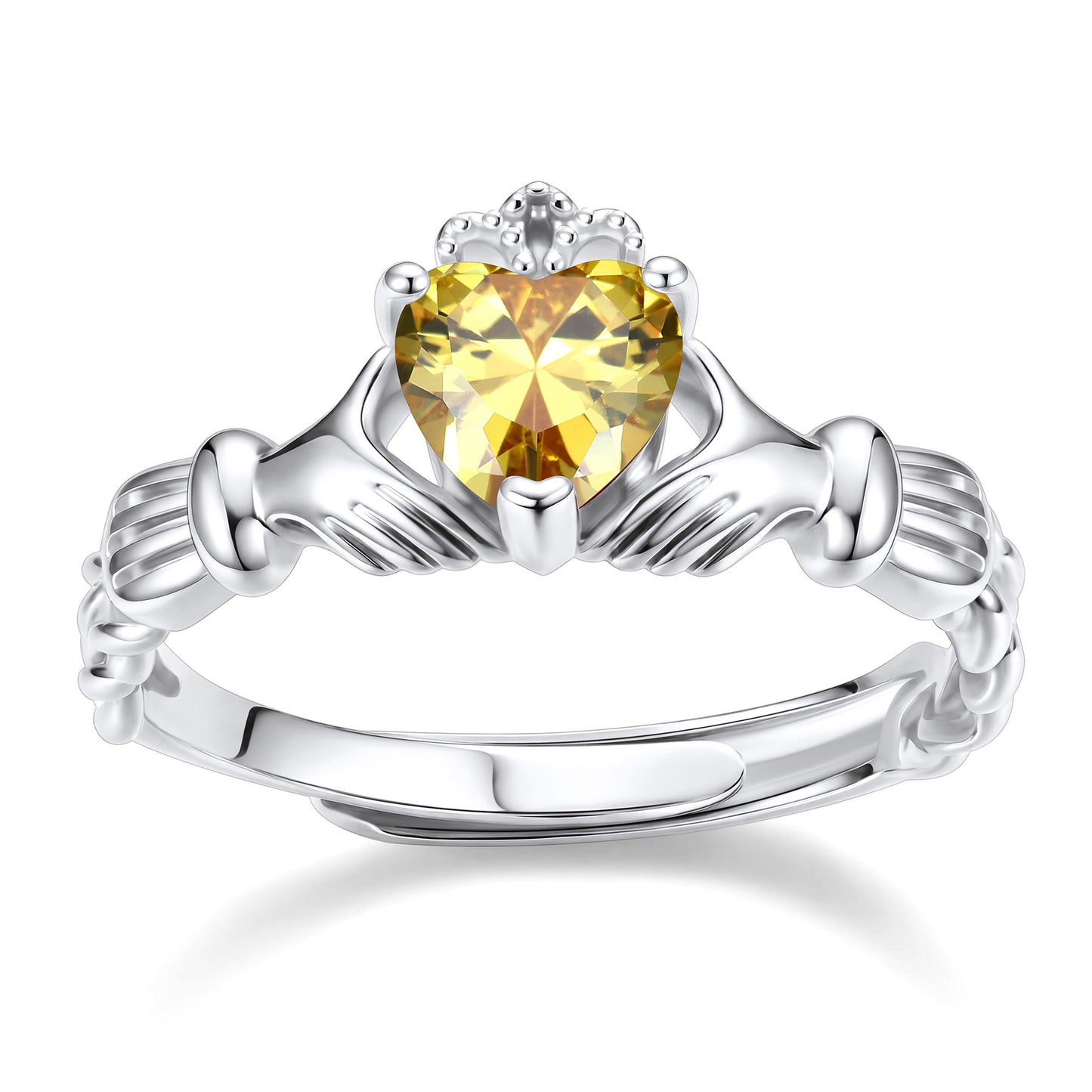 Claddagh Heart November Birthstone Ring on a white background