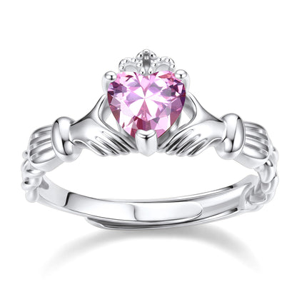 Claddagh Heart October Birthstone Ring on a white background
