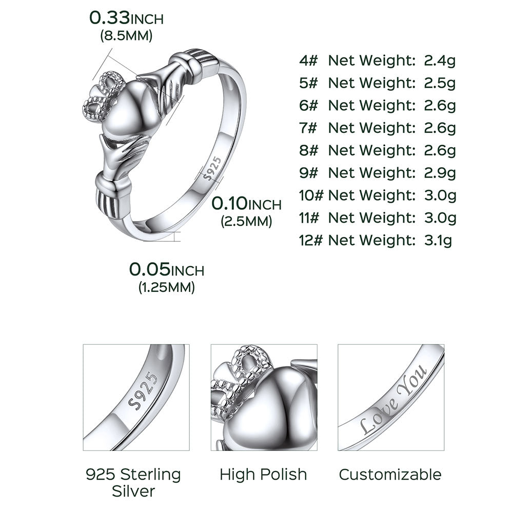 Claddagh Heart Promise Ring size