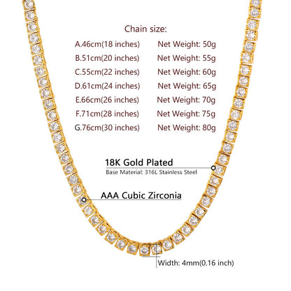 Classic Cubic Zirconia Tennis Necklace Dimension, Durable,Solid