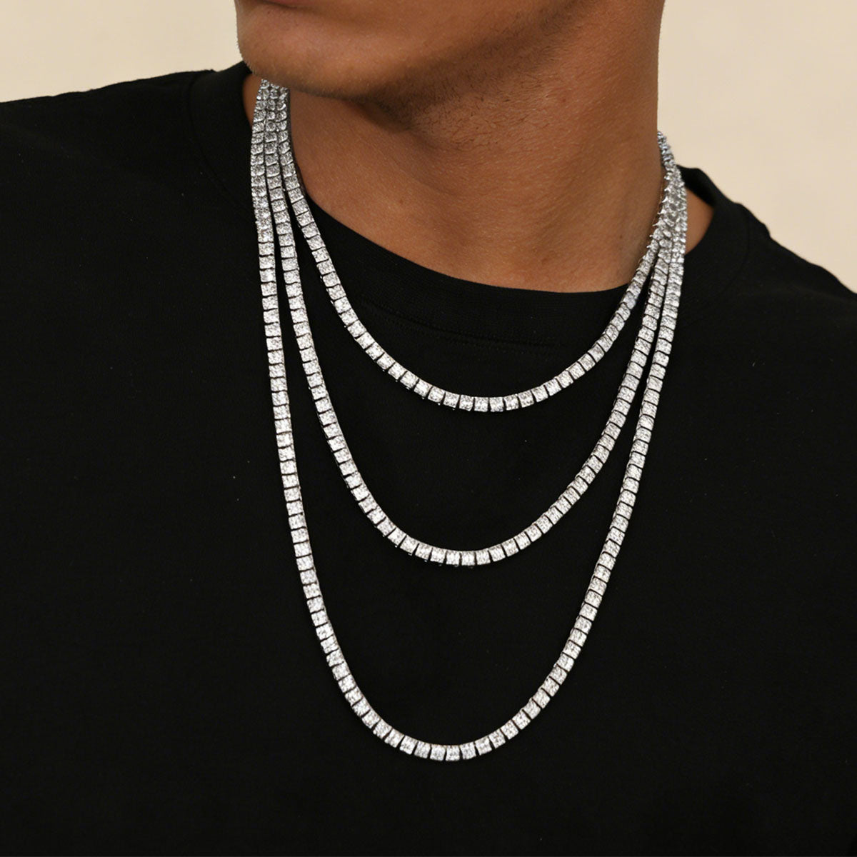 Classic Cubic Zirconia Tennis Necklace for Men