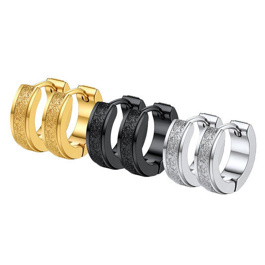 Classic Frosted Huggie Hoop Earrings Set for Men Women