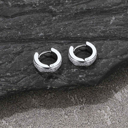 Classic Frosted Huggie Hoop Earrings Steel