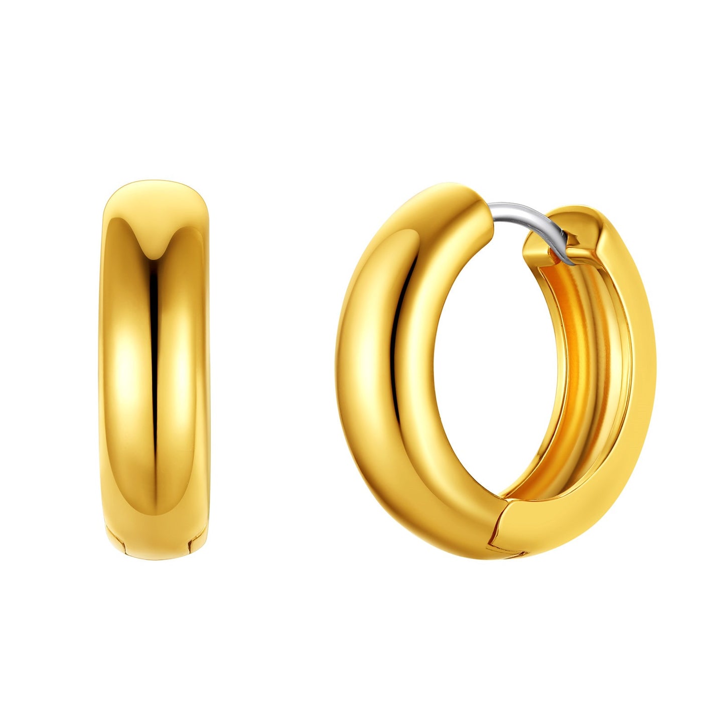 Classic Smooth Huggie Hoop Earrings Gold Plated