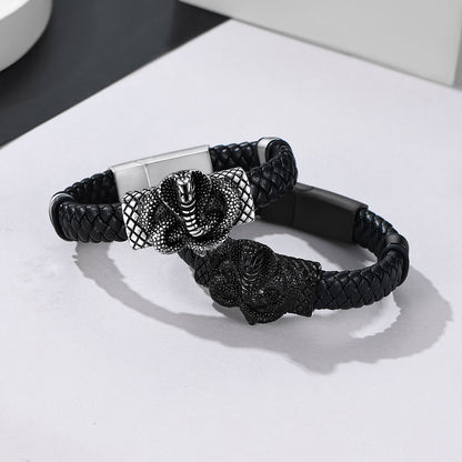 Cobra Leather Braided Bracelet in different color