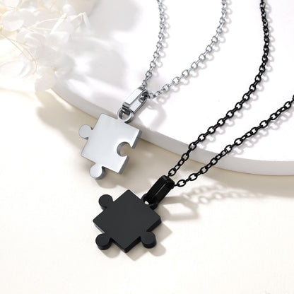 Couple Personalized Puzzle Matching Necklaces