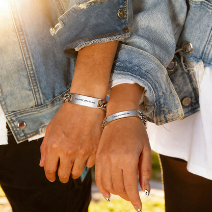 Couple Wearing Engraving Couple ID Bracelet