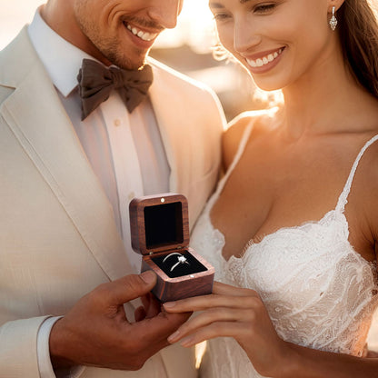Couple holding personalized Photo Ring Holder Custom Wedding Ring Box