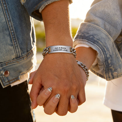 Couples Wearing Engraving Couple ID Bracelet