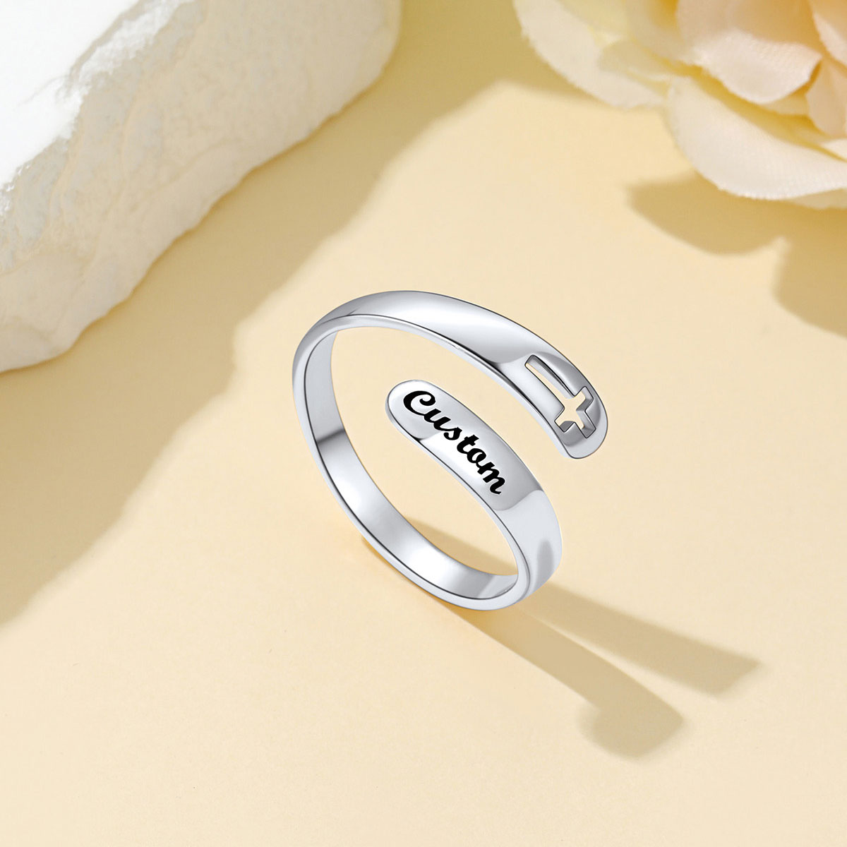  Cross Adjustable Inspirational Ring in silver