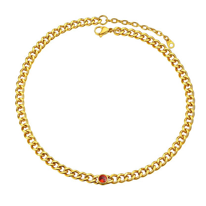 Cuban Chain Choker July Necklace Gold Plated