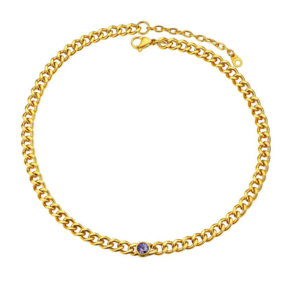 Cuban Chain Choker June Necklace Gold Plated