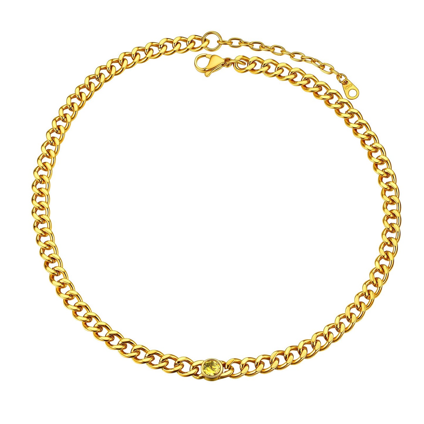 Cuban Chain Choker November Necklace Gold Plated
